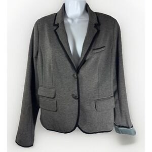 Gap Academy Blazer Womens 10 Heather Gray Knit Jacket Contrast Trim Academia